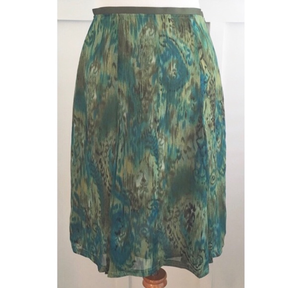 Worthington sheer-lined blue green skirt - Picture 2 of 4